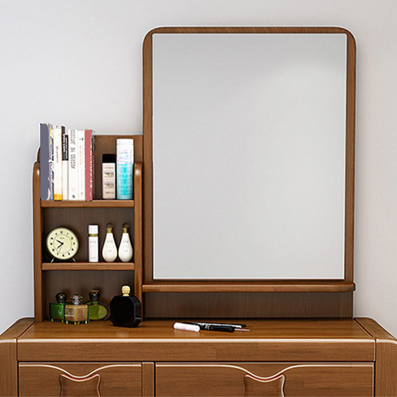 Make-up Vanity Standing Solid Wood Double Drawers Mirror Traditional Bedroom