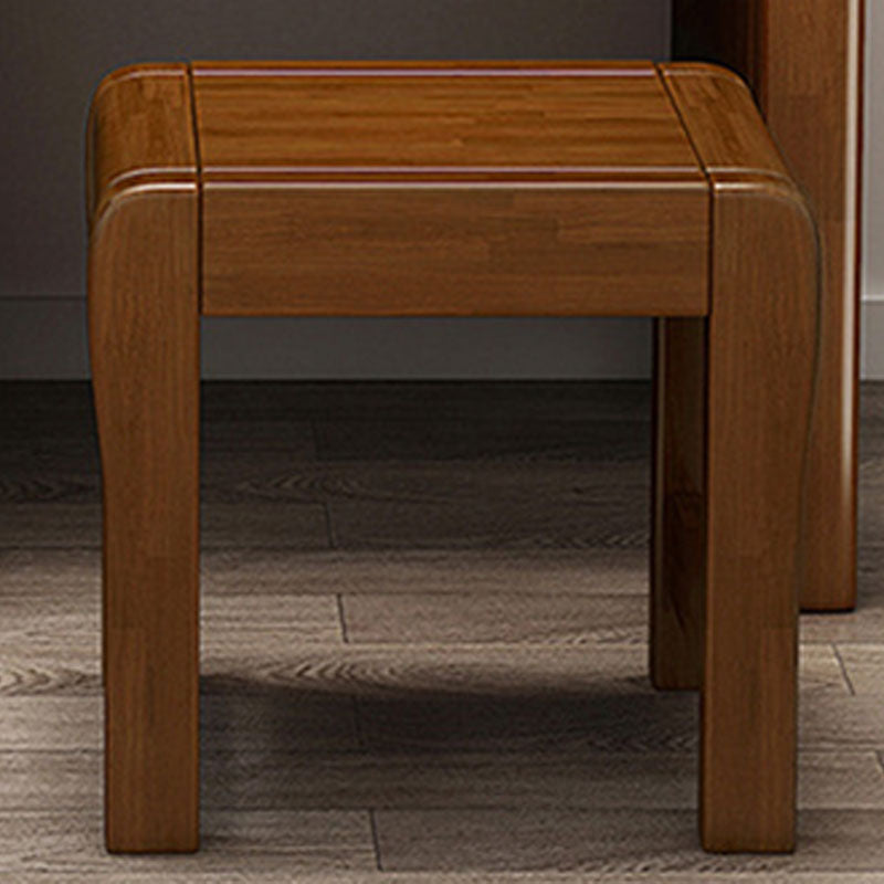 Make-up Vanity Standing Solid Wood Double Drawers Mirror Traditional Bedroom