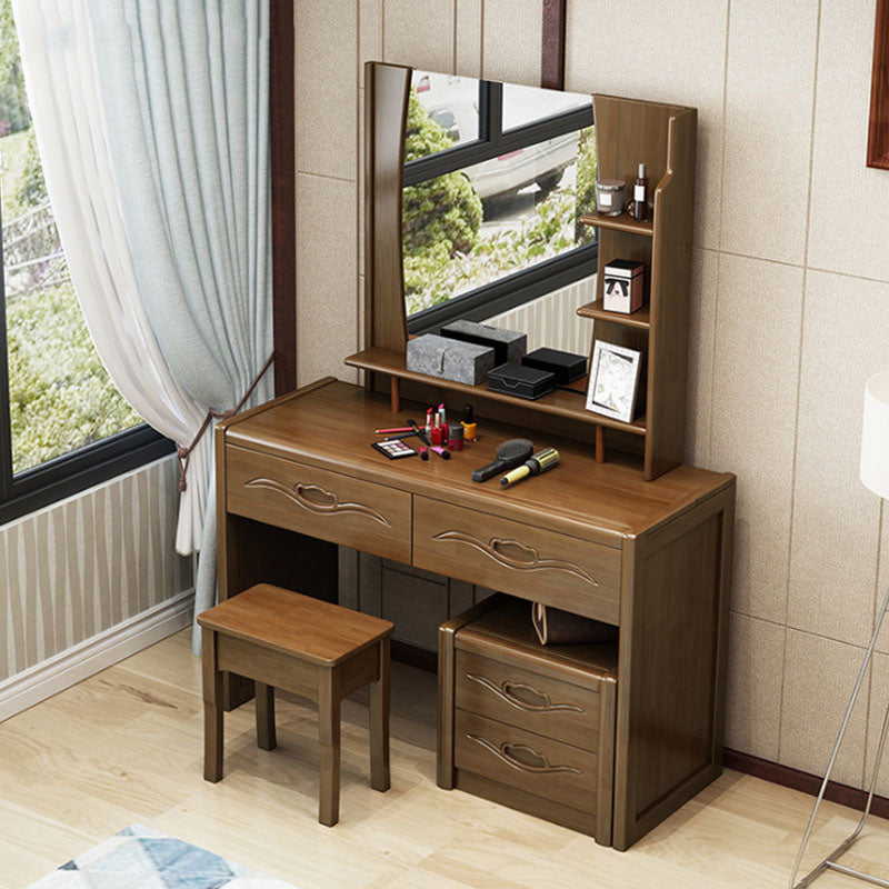 Traditional Bedroom Solid Wood 4 Drawer Standing Make-up Vanity