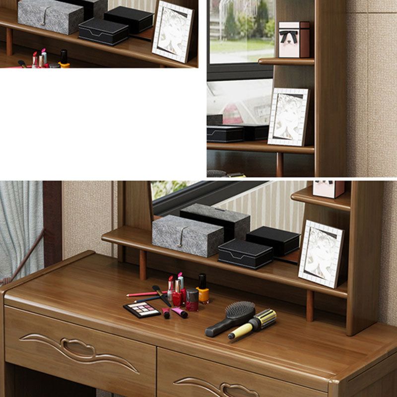 Traditional Bedroom Solid Wood 4 Drawer Standing Make-up Vanity