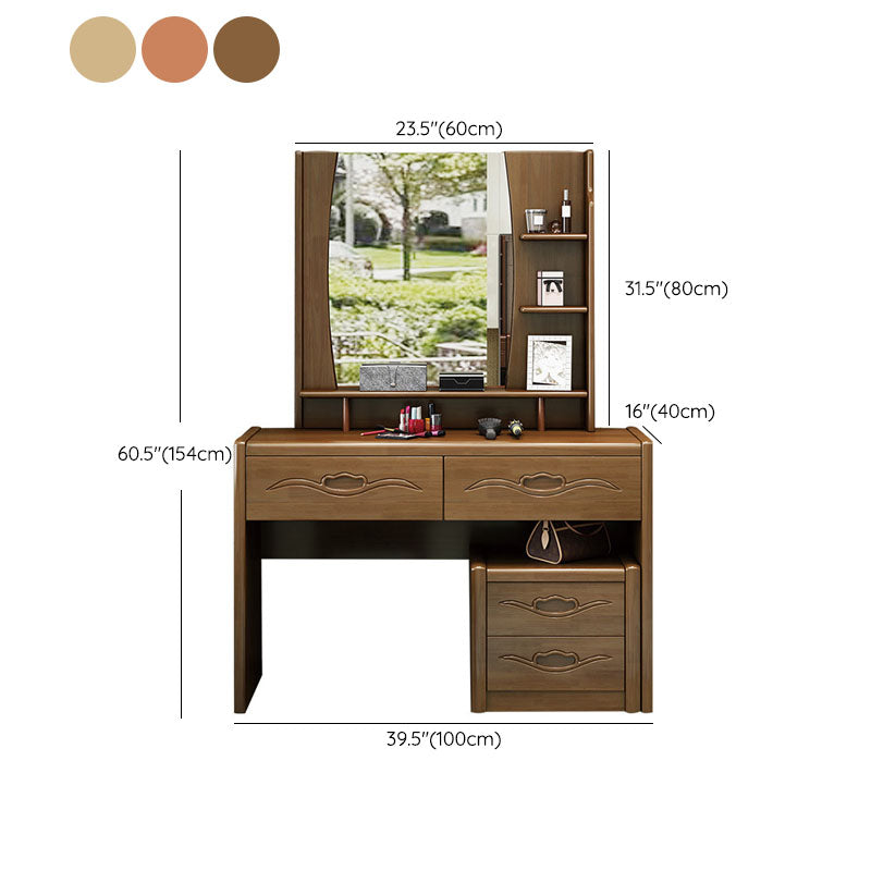 Traditional Bedroom Solid Wood 4 Drawer Standing Make-up Vanity