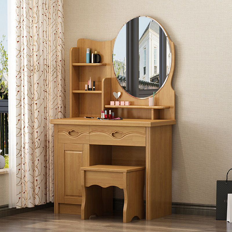 Make-up Vanity Standing Solid Wood Double Drawers Traditional