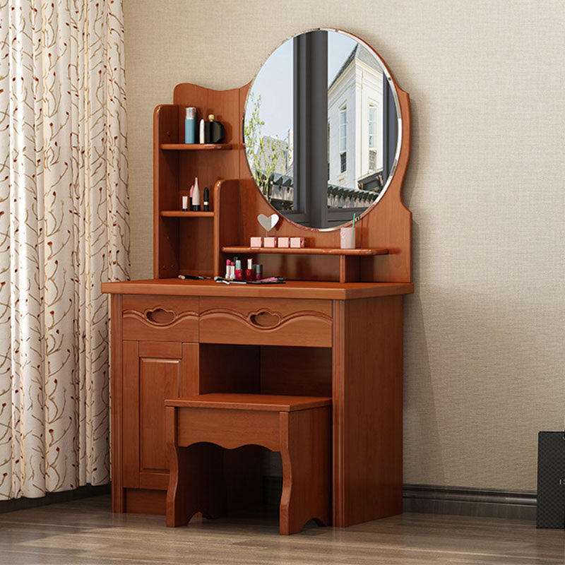 Make-up Vanity Standing Solid Wood Double Drawers Traditional