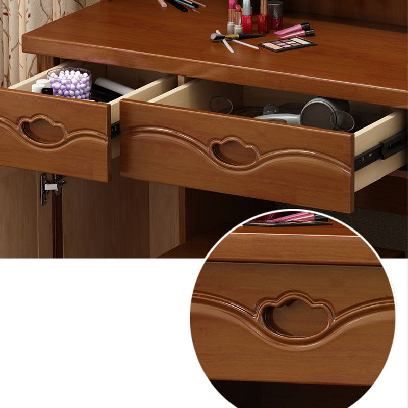 Make-up Vanity Standing Solid Wood Double Drawers Traditional