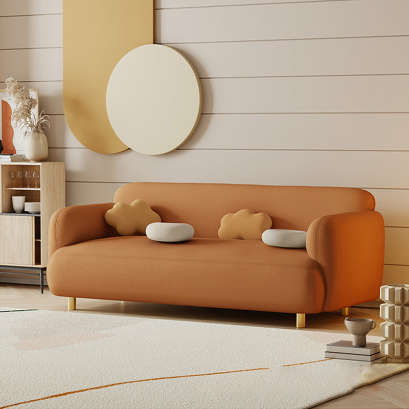 Contemporary 27.55" H Faux Leather Recessed Arm Sofa for Living Room