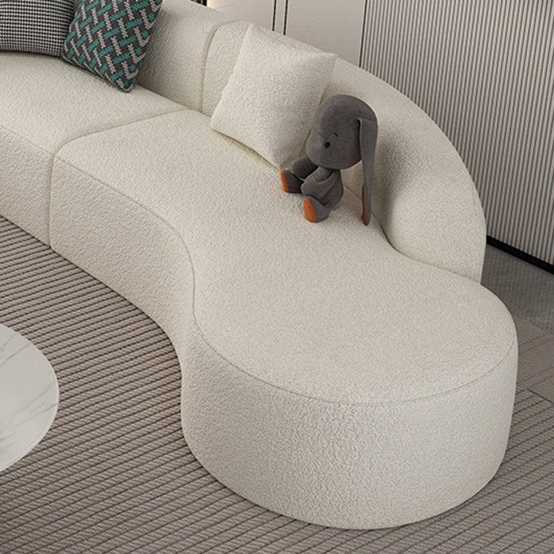 Contemporary 23.62 "/27.55" H White Wool Curved Sofa for Living Room