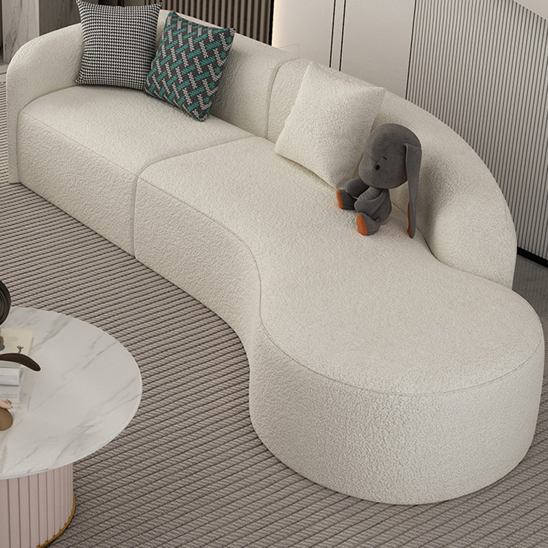 Contemporary 23.62 "/27.55" H White Wool Curved Sofa for Living Room
