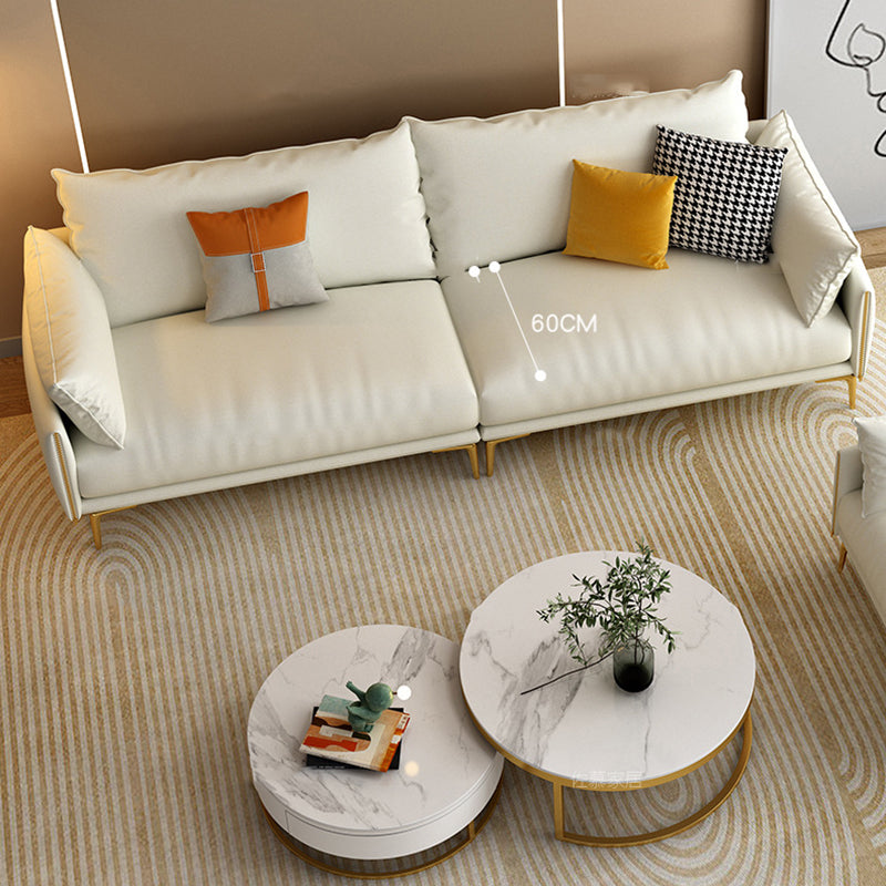 33.46" H Faux Leather 4- Seater Square Arm Sofa for Living Room