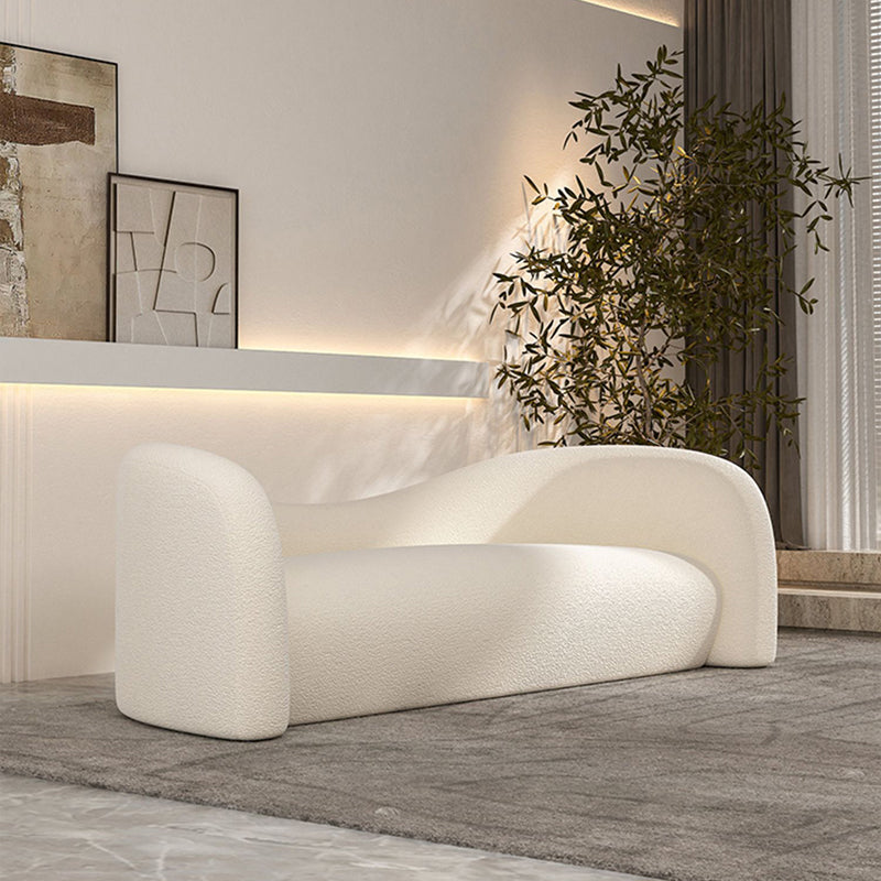 Modern Simple Curved Sofa with Tight Back for Living Room in White