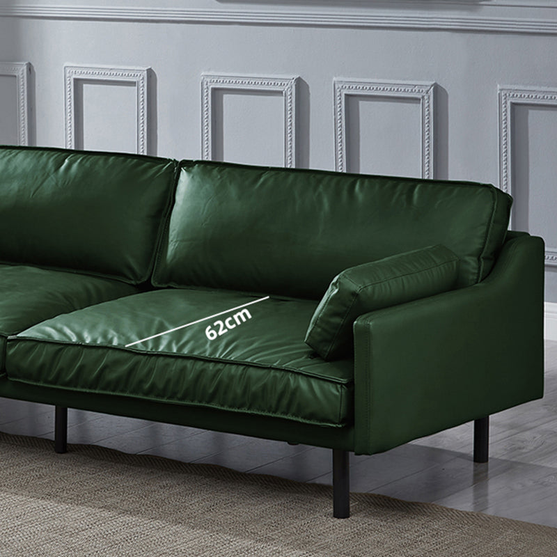 Modern 4-Seater 29.52" H Genuine Leather Pillow Top Arm Sofa