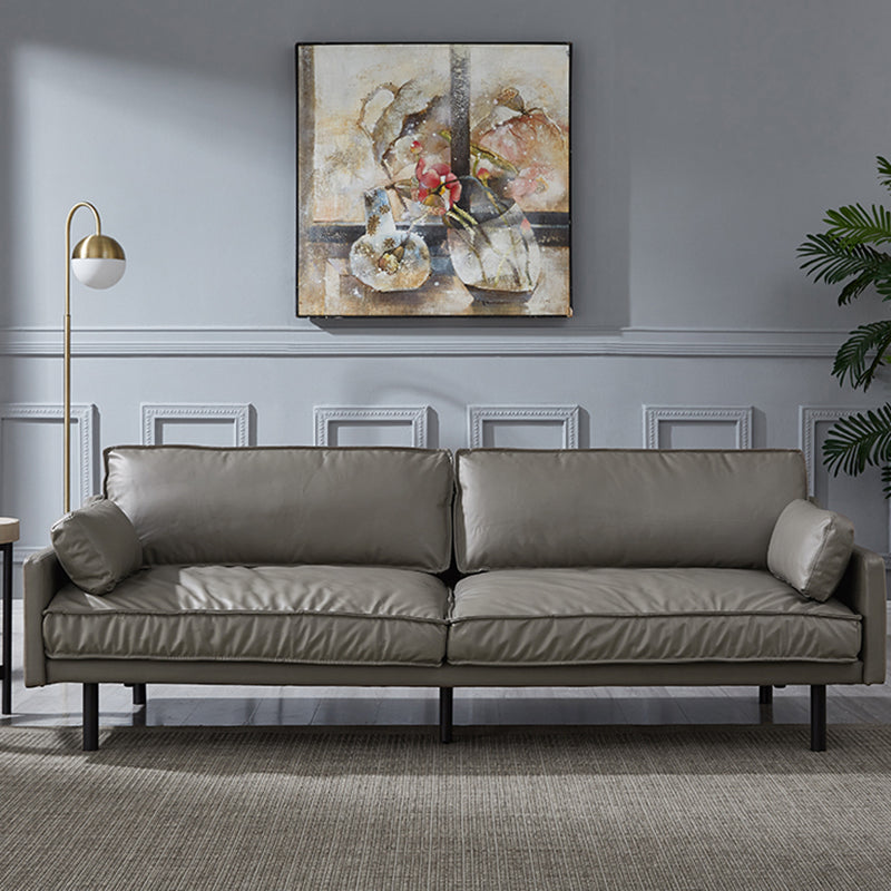 Modern 4-Seater 29.52" H Genuine Leather Pillow Top Arm Sofa