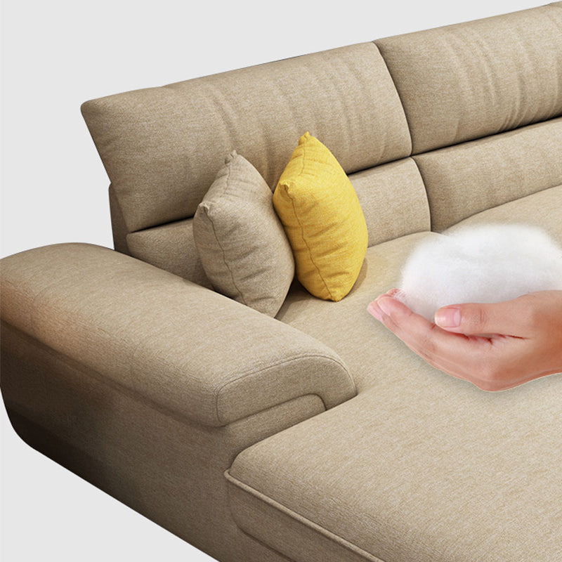 Brown 4-seat Linen Sectional Modern Style Slipcovered Sectional