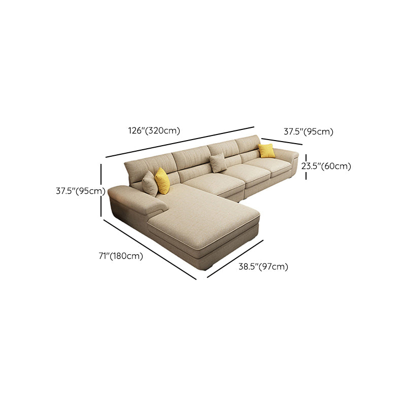 Brown 4-seat Linen Sectional Modern Style Slipcovered Sectional