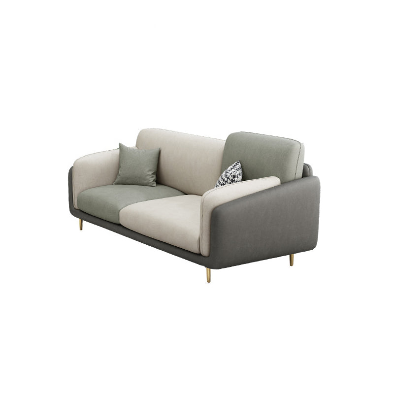 Contemporary 34.65" H Faux Leather Square Arm Sofa for Living Room