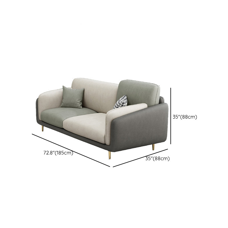 Contemporary 34.65" H Faux Leather Square Arm Sofa for Living Room