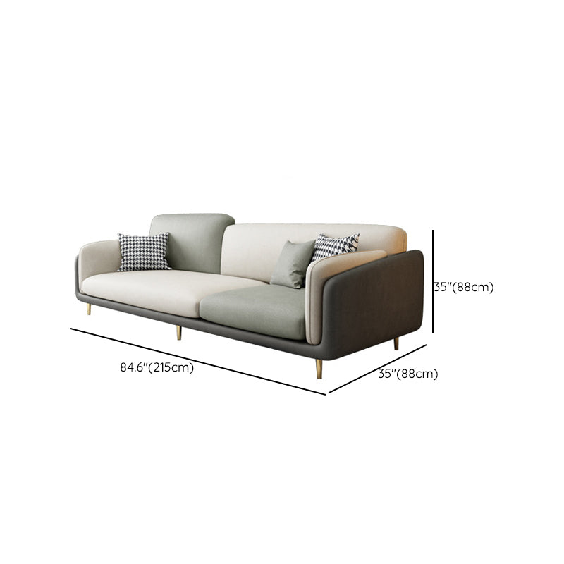 Contemporary 34.65" H Faux Leather Square Arm Sofa for Living Room