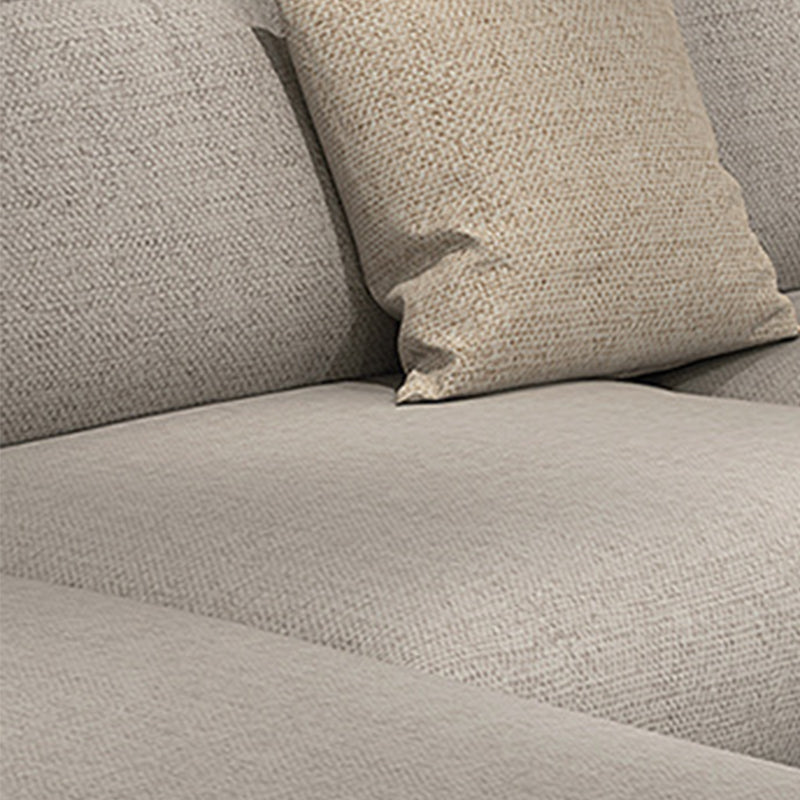 Slipcovered 4-seater Sectional Square Arm Sectional with 4 Pillows