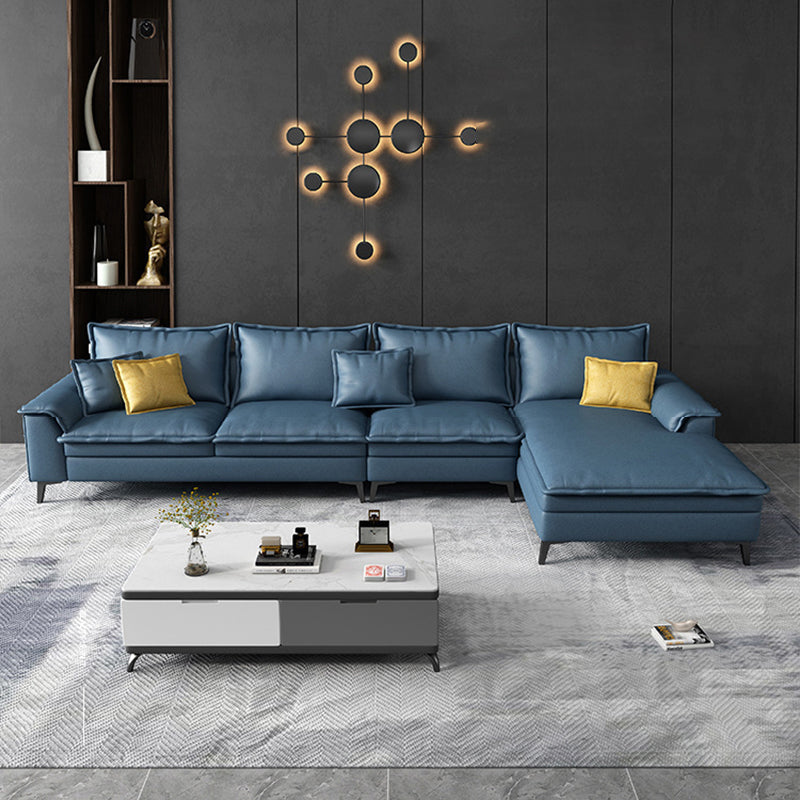 Scandinavian 4-seat Pillow Top Arm Sectional 37.4" High Sectional with 4 Pillows