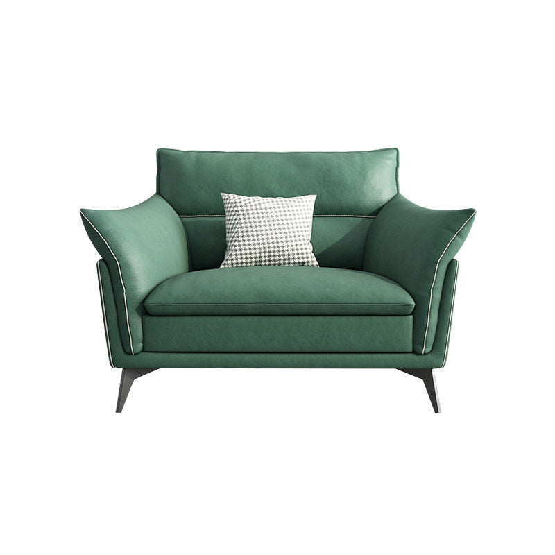 Contemporary 33.46" H Green Faux Leather Pillow Top Arm Sofa