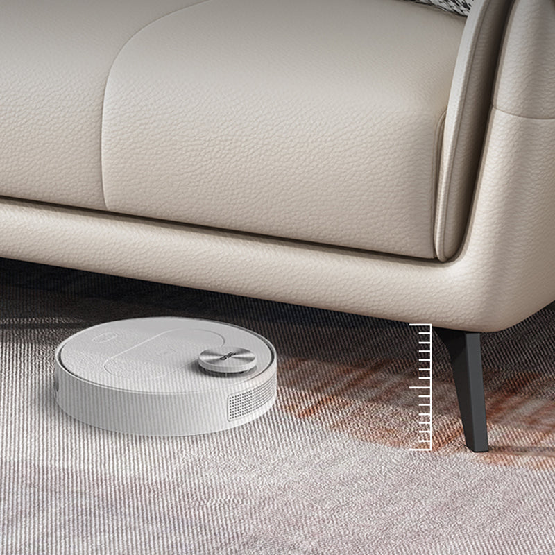 38.58 " H White Faux Leather Sewn Pillow Back Flared Arm Sofa