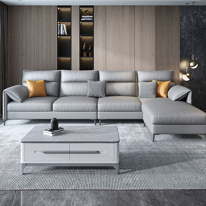 Nordic Cushions Stationary Sectional Faux Leather Living Room Pillow Top Arm Seating