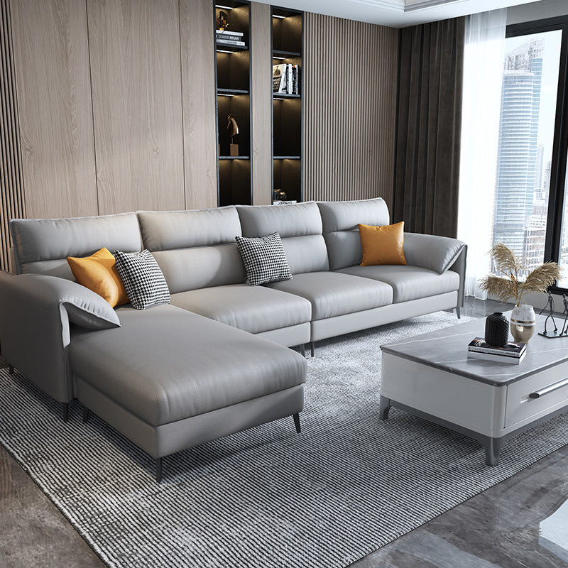 Nordic Cushions Stationary Sectional Faux Leather Living Room Pillow Top Arm Seating