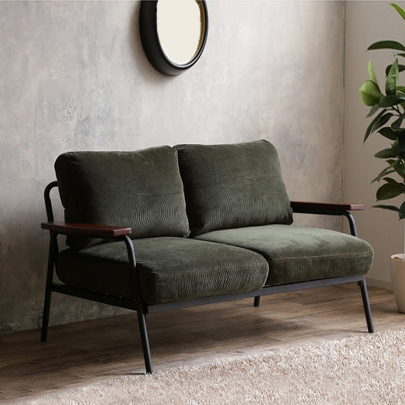 Contemporary Fabric Standard Settee Cushions Square Arm Sofa