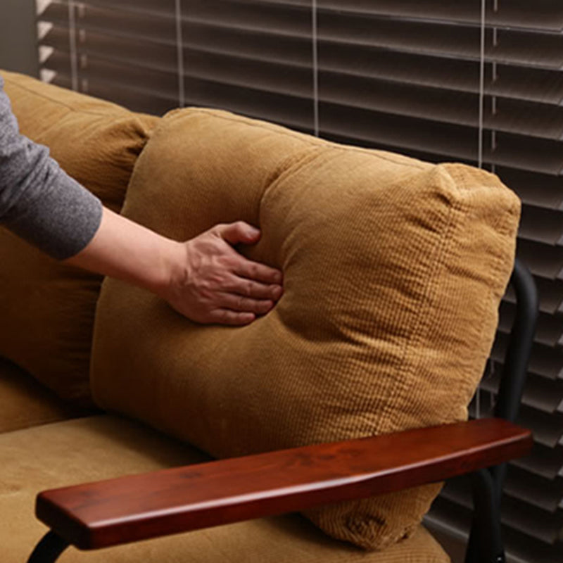 Contemporary Fabric Standard Settee Cushions Square Arm Sofa