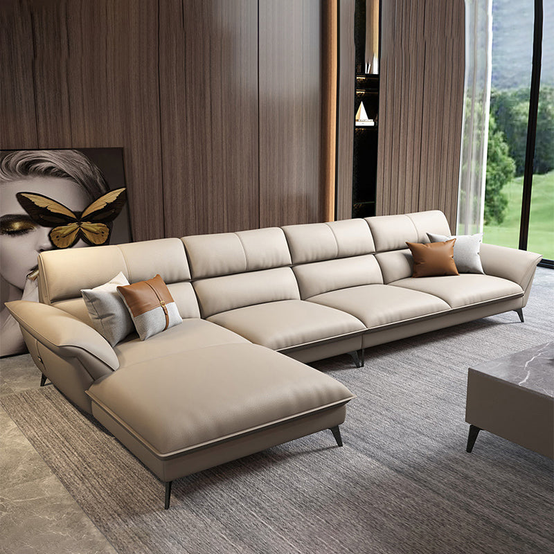 Modern Cushions Flared Arm Living Room Faux Leather Stationary Seating