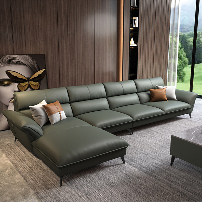 Modern Cushions Flared Arm Living Room Faux Leather Stationary Seating