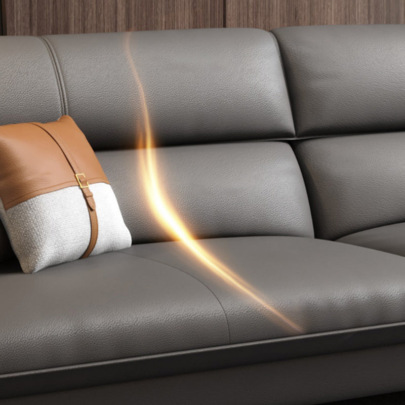 Modern Cushions Flared Arm Living Room Faux Leather Stationary Seating