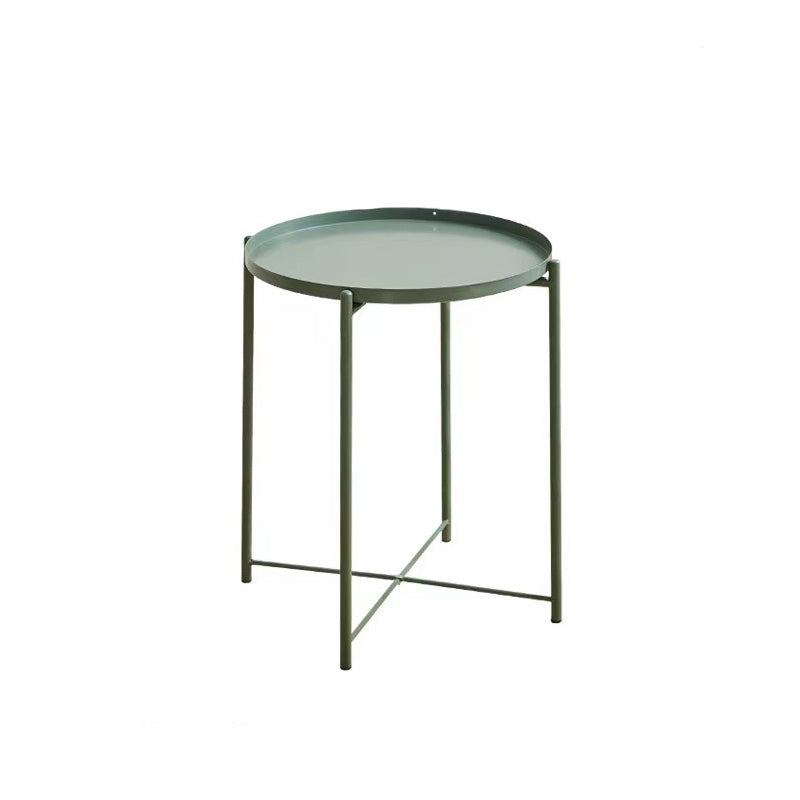 Mid-Century Cross Legs End Side Table Round Tray Top Corner Table