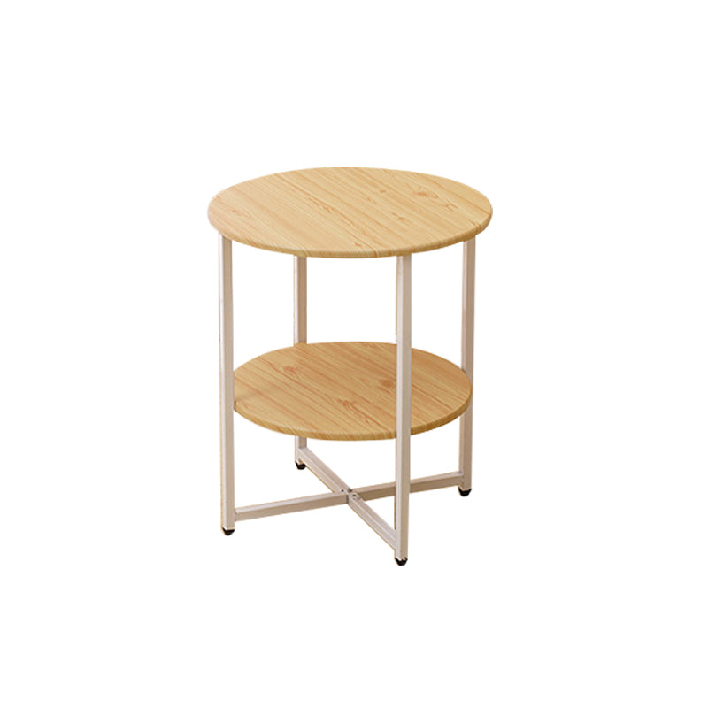 Modern Wood End Side Table Round 2-Tier Corner Table with Storage