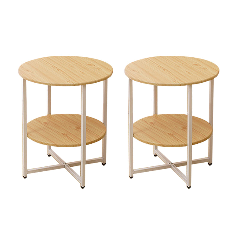 Modern Wood End Side Table Round 2-Tier Corner Table with Storage