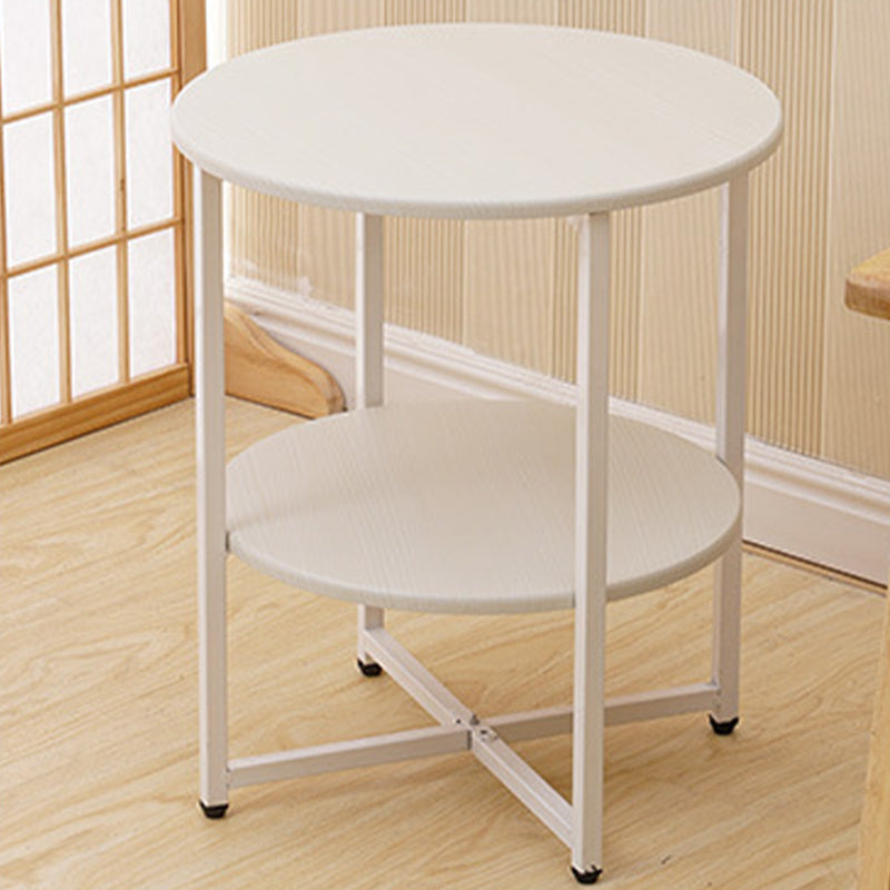 Modern Wood End Side Table Round 2-Tier Corner Table with Storage