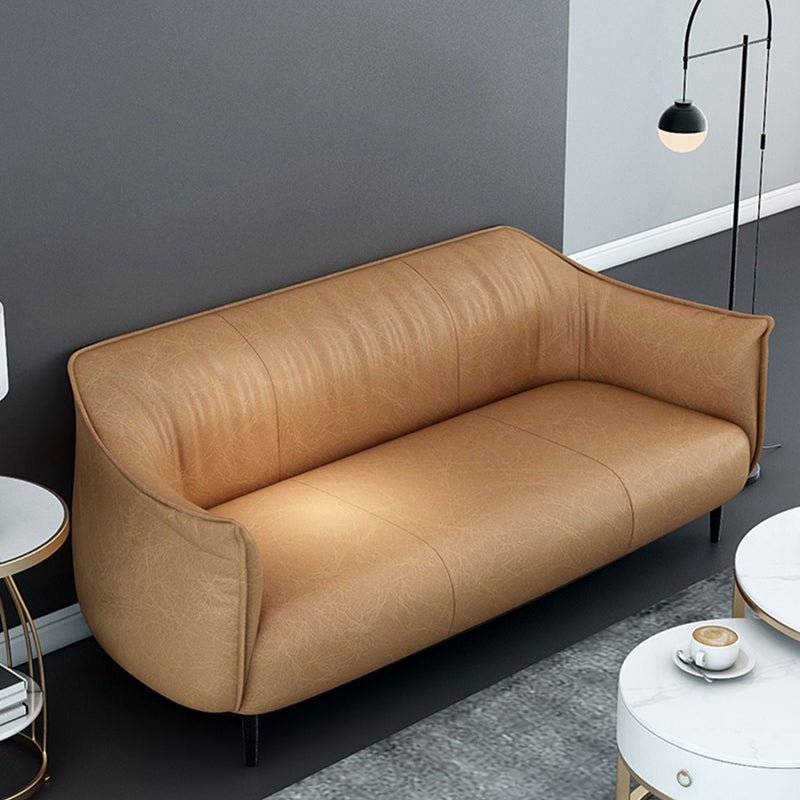 Contemporary Leather Standard Sofa Square Arm Tight Back Sofa