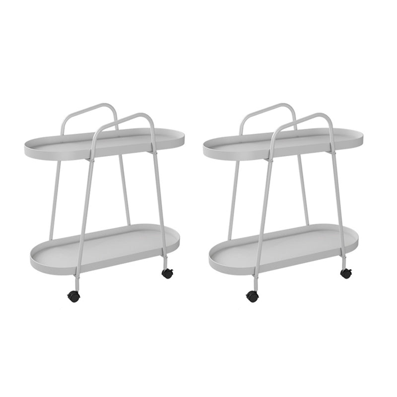 Mid-Century Metal End Side Table Oval 2-Tier Corner Table with Storage