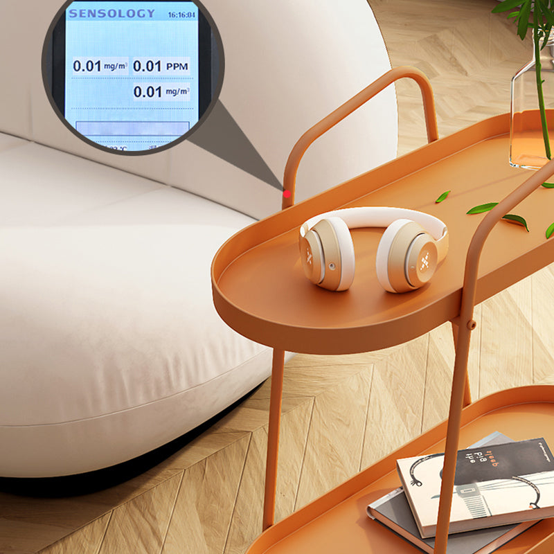 Mid-Century Metal End Side Table Oval 2-Tier Corner Table with Storage