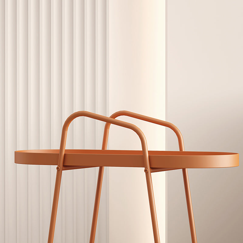 Mid-Century Metal End Side Table Oval 2-Tier Corner Table with Storage