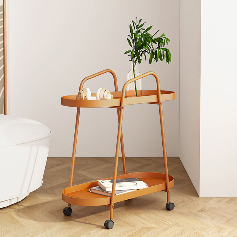 Mid-Century Metal End Side Table Oval 2-Tier Corner Table with Storage