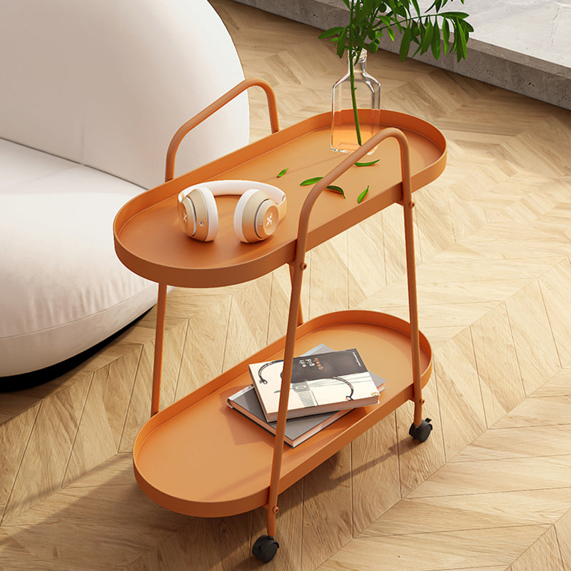 Mid-Century Metal End Side Table Oval 2-Tier Corner Table with Storage