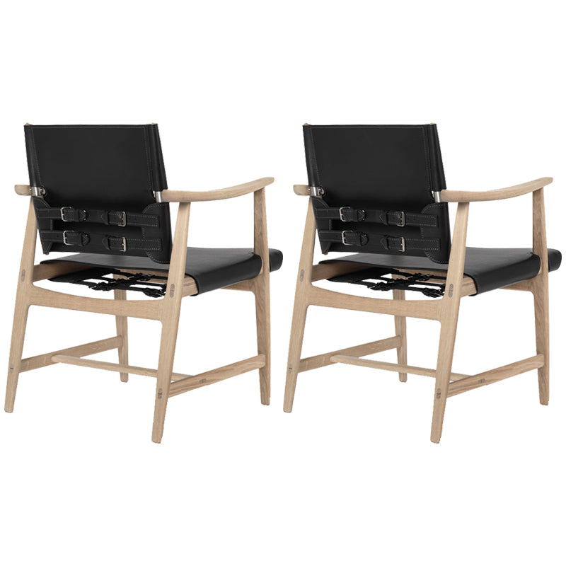 Mid-century Modern Real Aniline Leather Chair with Square Arms and 4 Legs