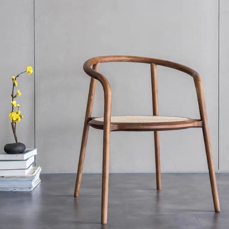 Solid Wood Frame Arms Included Chair with Sloped Arms and 4 Legs