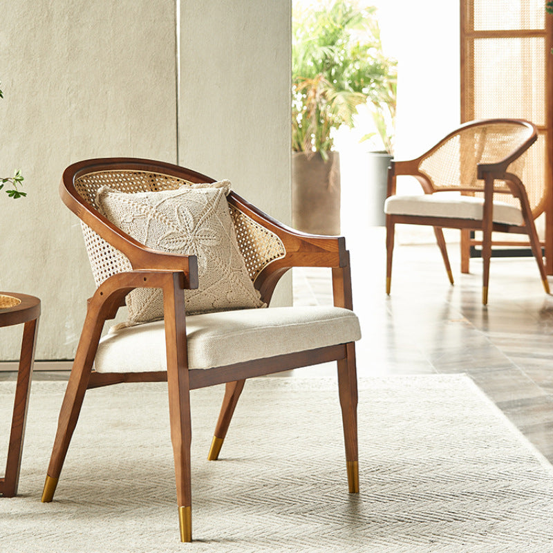 Linen Chair Solid Wood Frame Arms Included Chair with Basic Four Leg