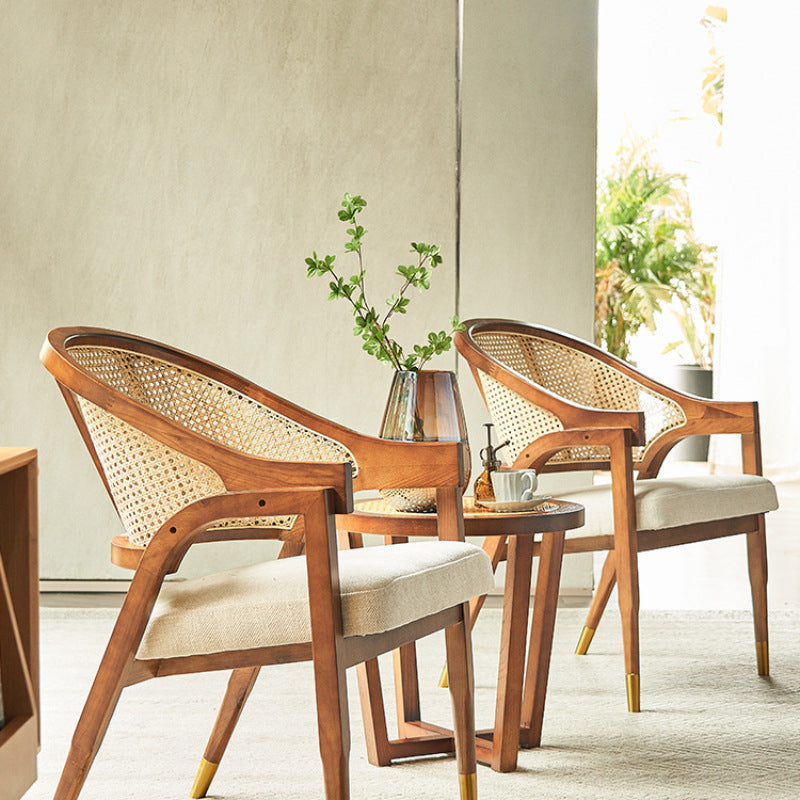 Linen Chair Solid Wood Frame Arms Included Chair with Basic Four Leg