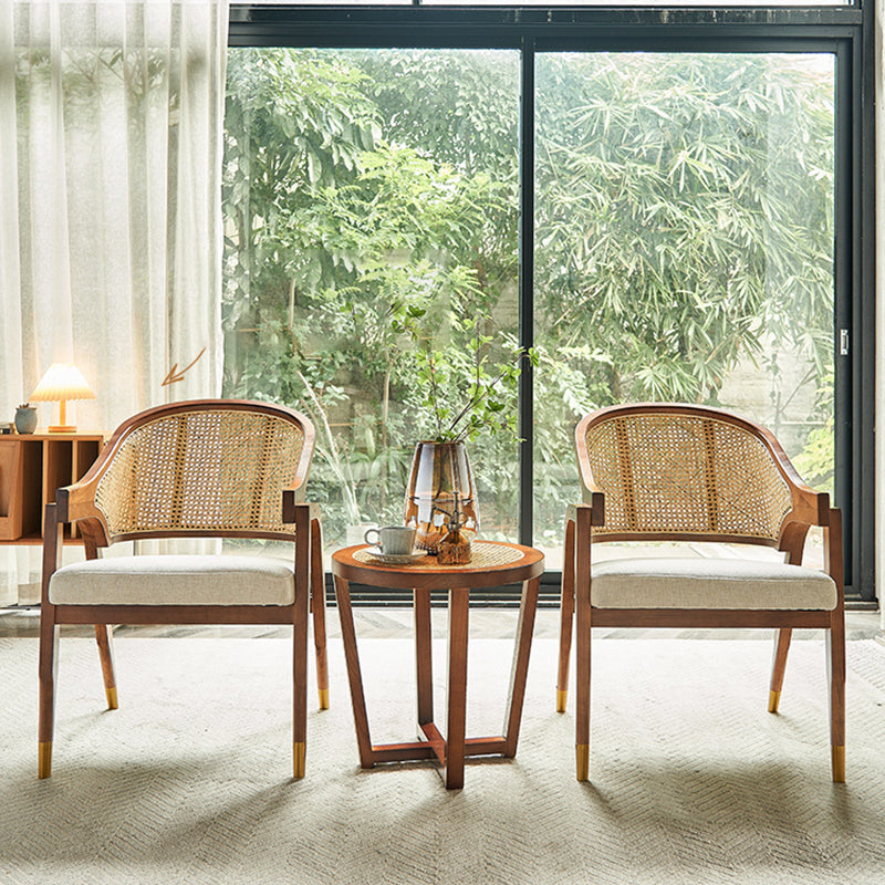 Linen Chair Solid Wood Frame Arms Included Chair with Basic Four Leg