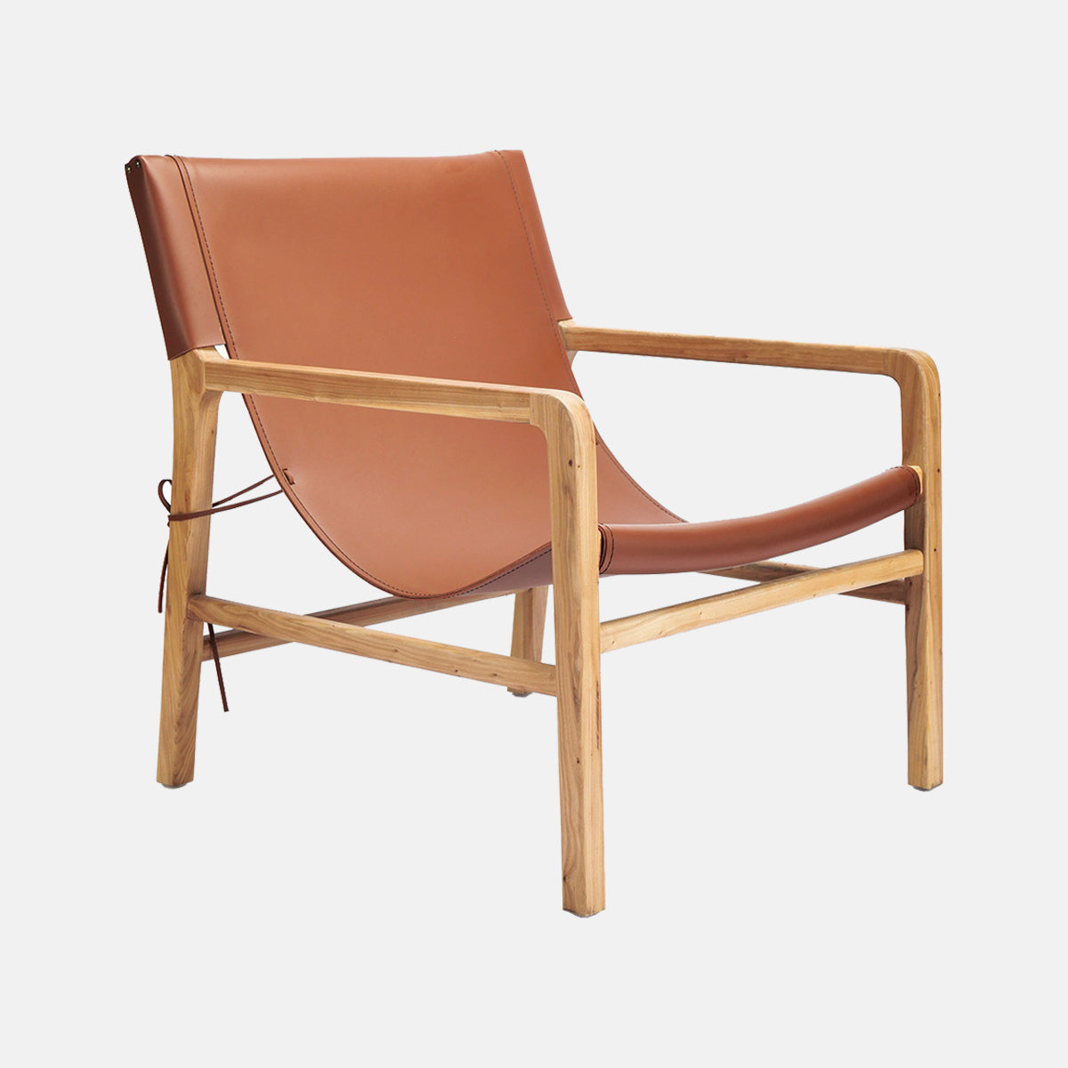 Solid Wood Arm Chair Living Room Fixed Back Arm Chair,Genuine Leather