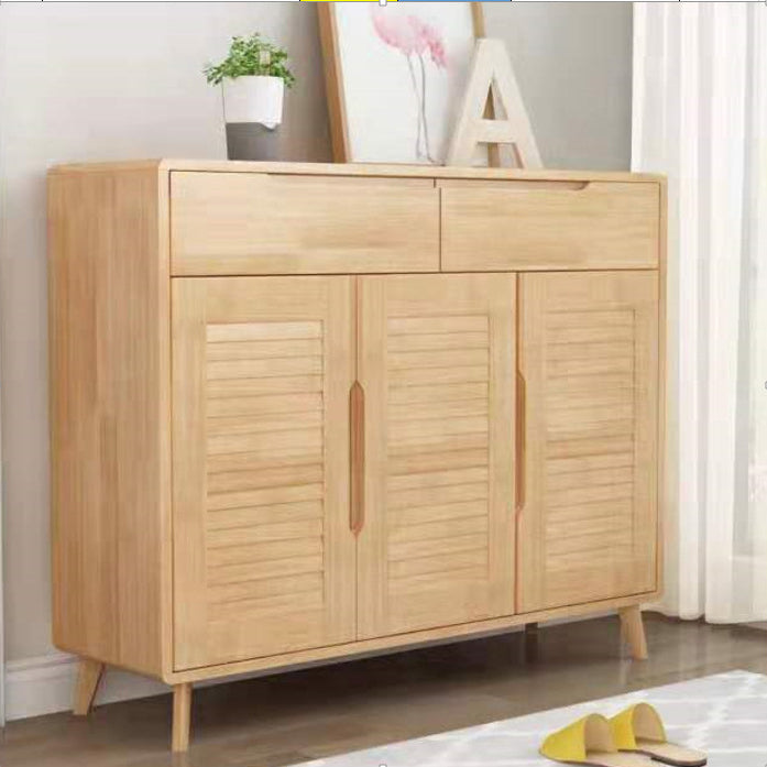 Contemporary Rubberwood Rectangle Cabinet with 2 Drawers Accent Cabinet