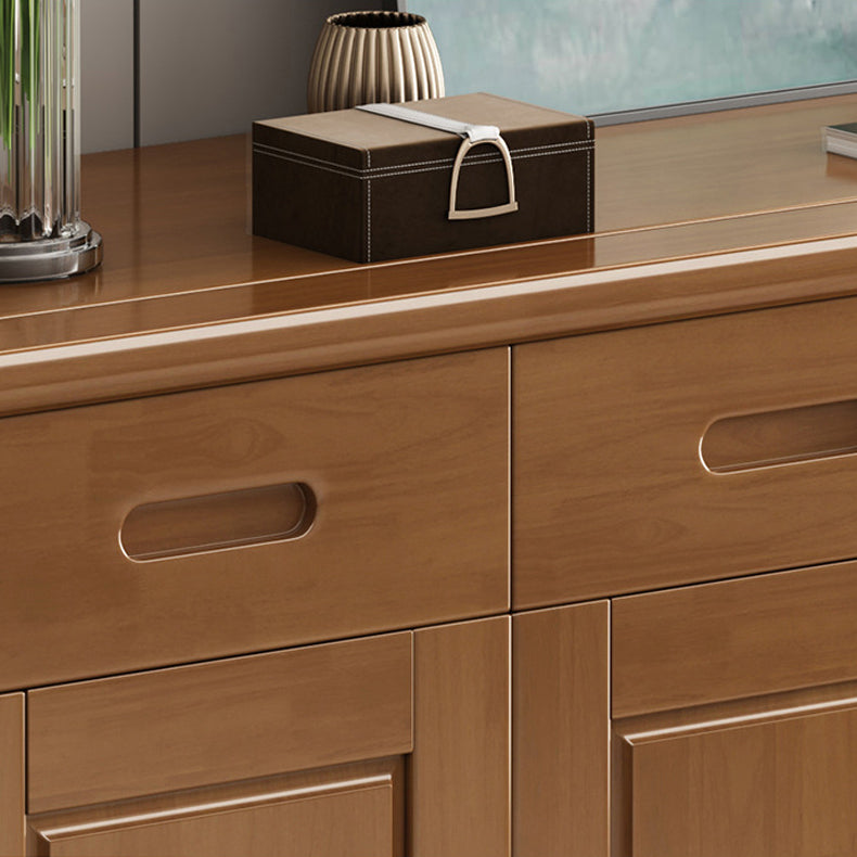 Mid-Century Modern Cabinet in Rubberwood with 2 Drawers and 3 Doors