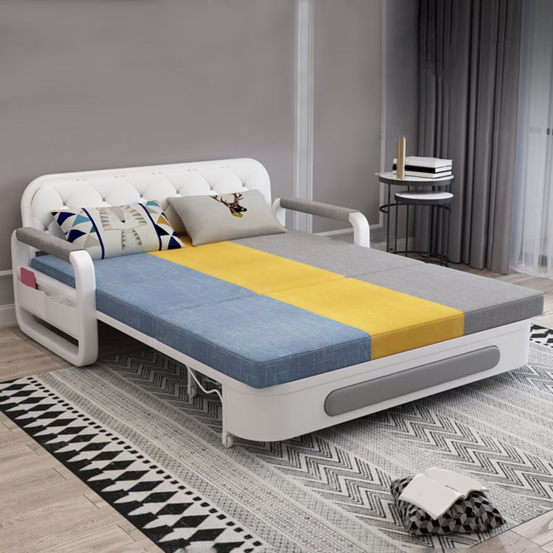 Linen Sofa Bed 35.43" Wide Square Arm Sleeper Sofa with Upholstered